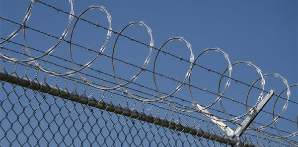 barbed wire security fence